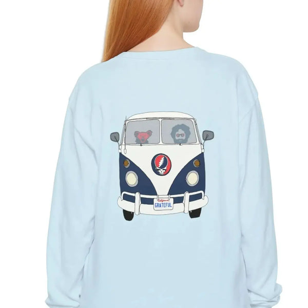 Grateful Dead - Jerry's Takin' The Bus Two-Sided Vineyard Collection Garment-dyed Long Sleeve T-Shirt - StealieShop